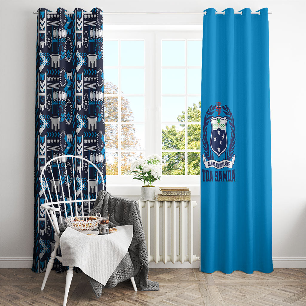 Samoan Warrior Island Heritage Window Curtain Ocean Island Geometry Blue Style LT9 - Polynesian Pride