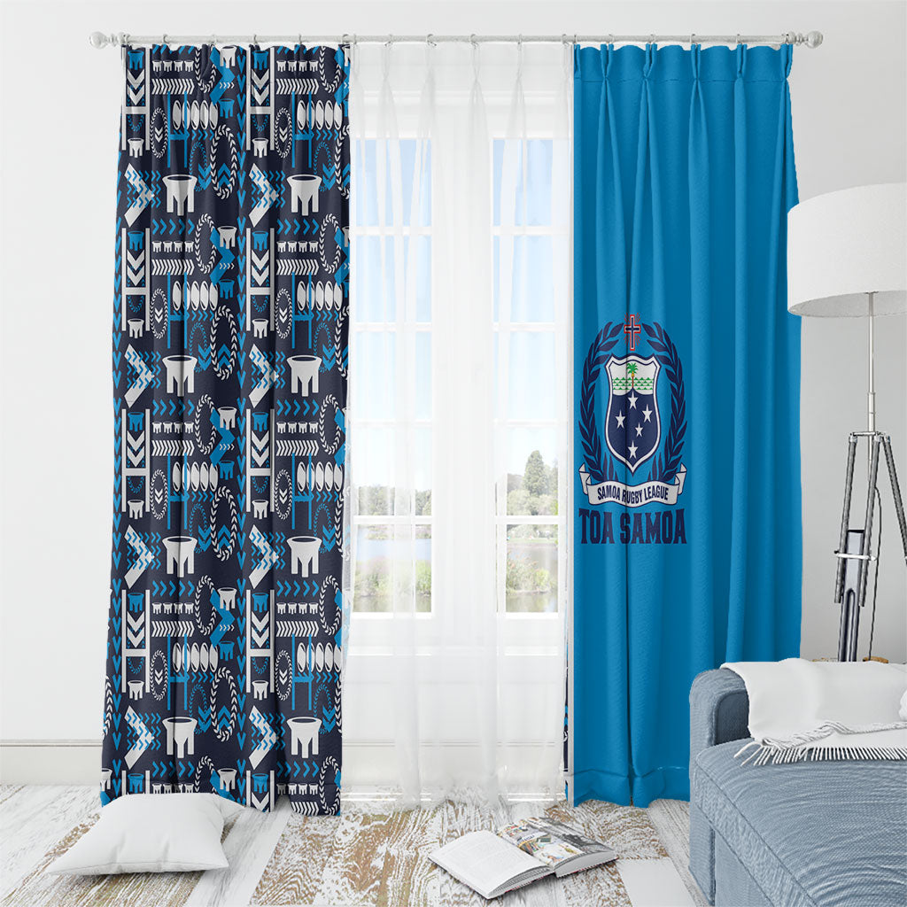 Samoan Warrior Island Heritage Window Curtain Ocean Island Geometry Blue Style LT9 - Polynesian Pride