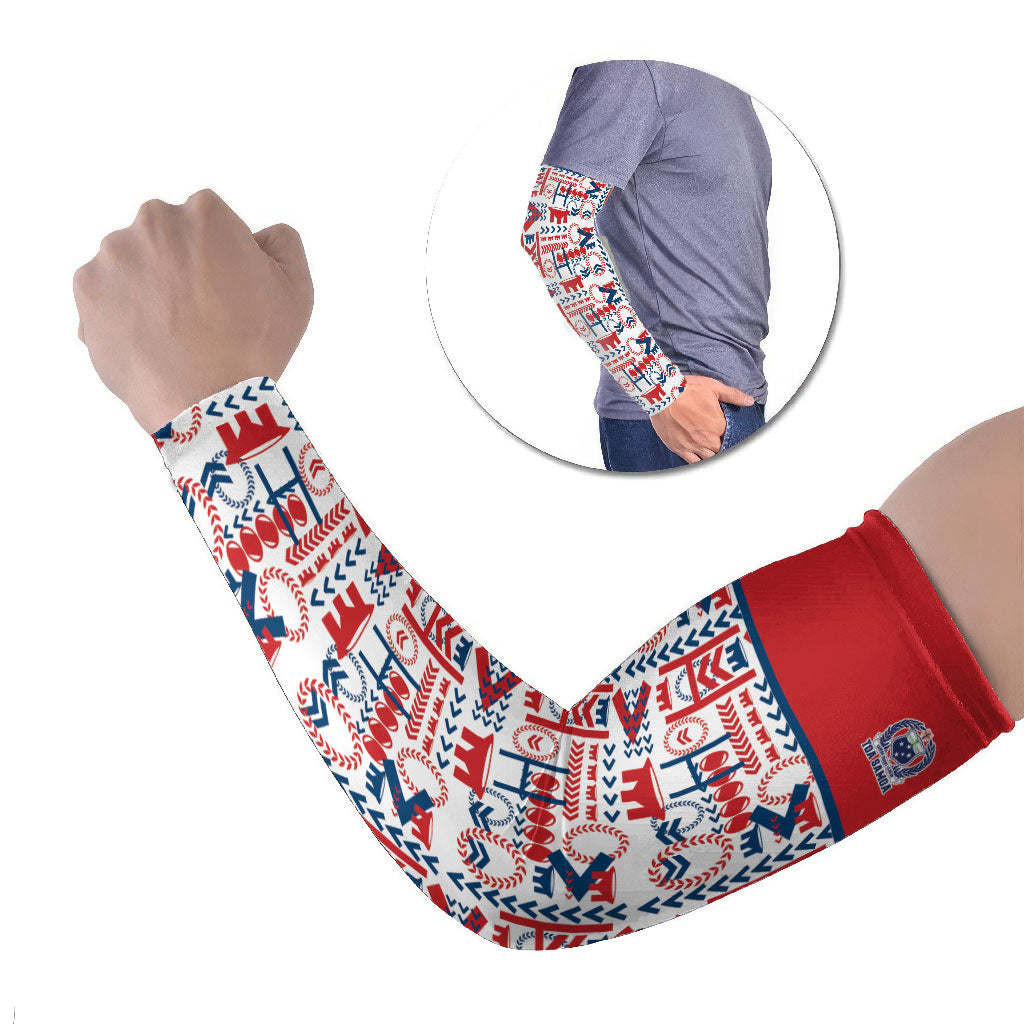 Samoan Warrior Island Heritage Arm Sleeves Ocean Island Geometry Red Style LT9 Set of 2 Red - Polynesian Pride