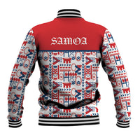 Samoan Warrior Island Heritage Baseball Jacket Ocean Island Geometry Red Style LT9 - Polynesian Pride