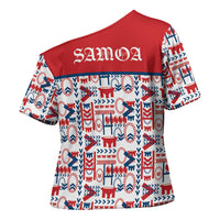 Samoan Warrior Island Heritage Cross Shoulder Shirt Ocean Island Geometry Red Style LT9 - Polynesian Pride