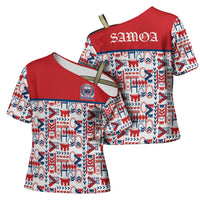 Samoan Warrior Island Heritage Cross Shoulder Shirt Ocean Island Geometry Red Style LT9 - Polynesian Pride