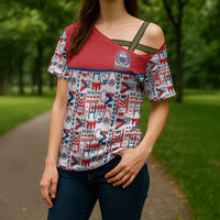 Samoan Warrior Island Heritage Cross Shoulder Shirt Ocean Island Geometry Red Style LT9 - Polynesian Pride