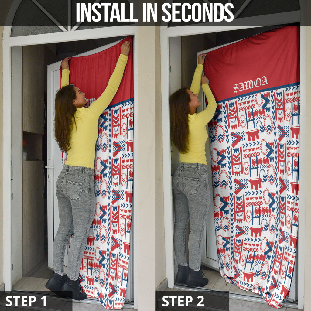 Samoan Warrior Island Heritage Door Cover Ocean Island Geometry Red Style LT9 - Polynesian Pride