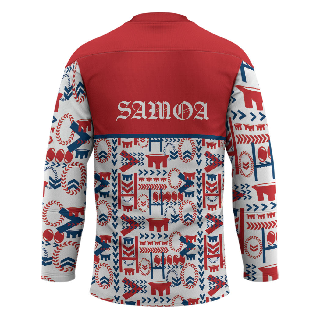 Samoan Warrior Island Heritage Hockey Jersey Ocean Island Geometry Red Style LT9 - Polynesian Pride