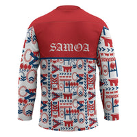 Samoan Warrior Island Heritage Hockey Jersey Ocean Island Geometry Red Style LT9 - Polynesian Pride