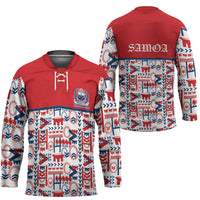 Samoan Warrior Island Heritage Hockey Jersey Ocean Island Geometry Red Style LT9 - Polynesian Pride