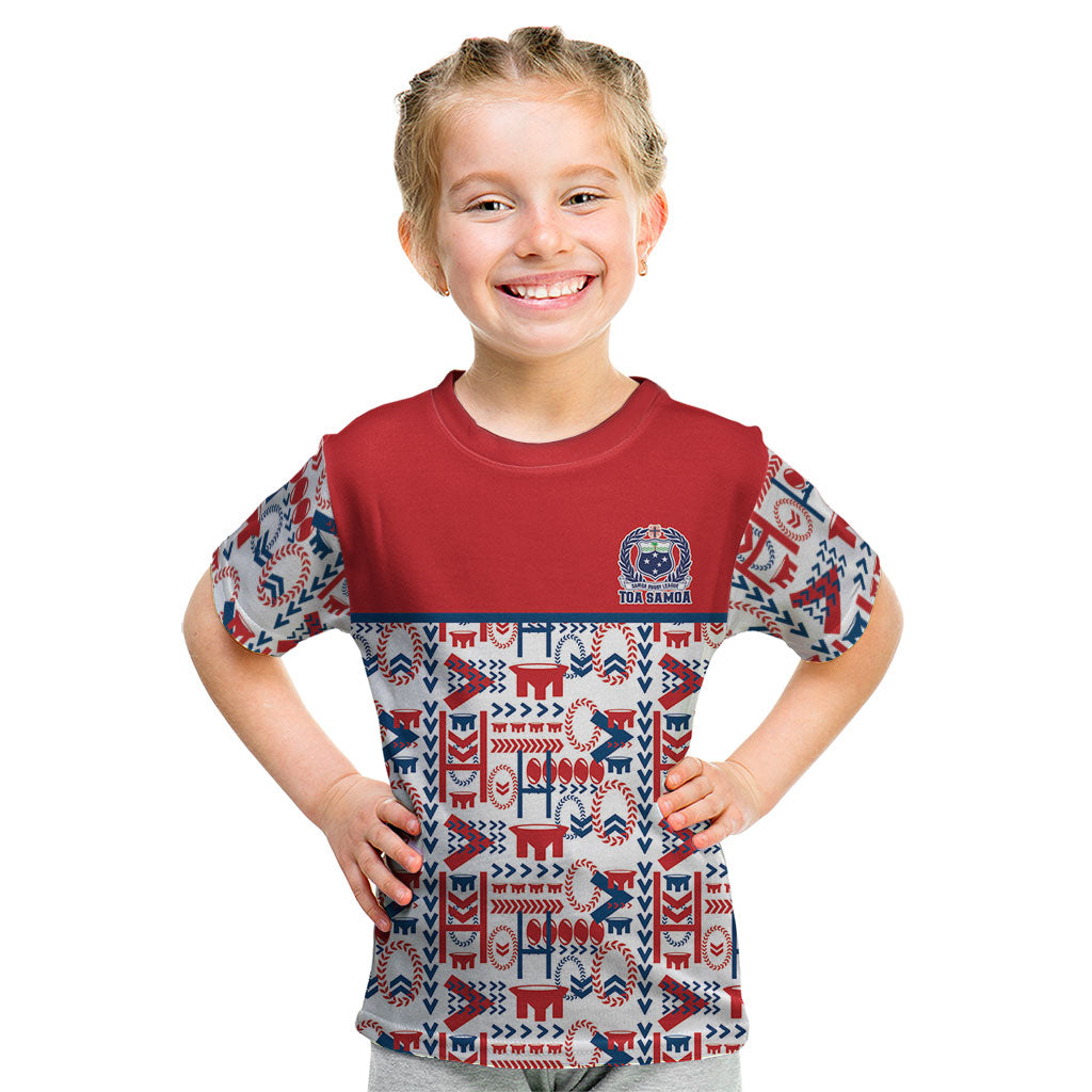 Samoan Warrior Island Heritage Kid T Shirt Ocean Island Geometry Red Style LT9 Red - Polynesian Pride
