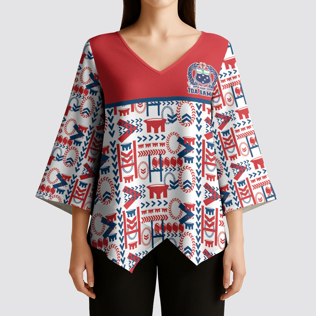 Samoan Warrior Island Heritage Kimono Sleeve Blouse Ocean Island Geometry Red Style LT9 - Polynesian Pride
