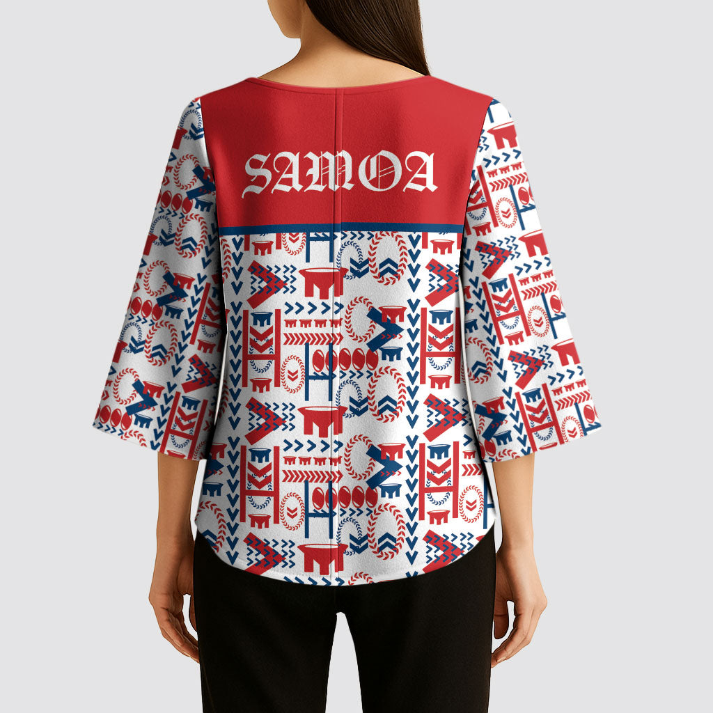 Samoan Warrior Island Heritage Kimono Sleeve Blouse Ocean Island Geometry Red Style LT9 - Polynesian Pride