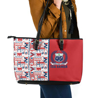 Samoan Warrior Island Heritage Leather Tote Bag Ocean Island Geometry Red Style LT9 - Polynesian Pride