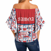 Samoan Warrior Island Heritage Off Shoulder Wrap Waist Top Ocean Island Geometry Red Style LT9 - Polynesian Pride