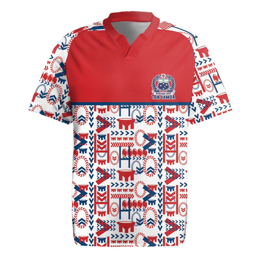 Samoan Warrior Island Heritage Rugby Jersey Ocean Island Geometry Red Style LT9 Red - Polynesian Pride