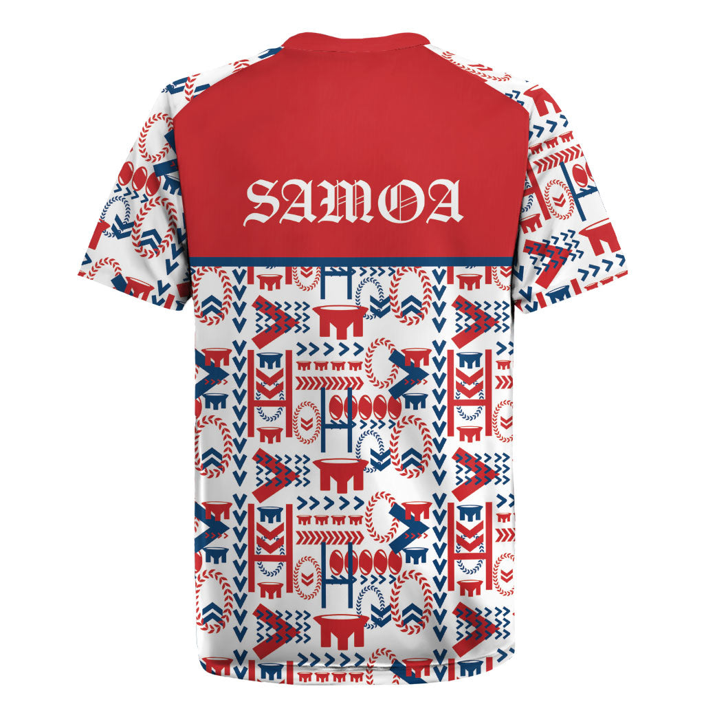 Samoan Warrior Island Heritage Rugby Jersey Ocean Island Geometry Red Style LT9 - Polynesian Pride