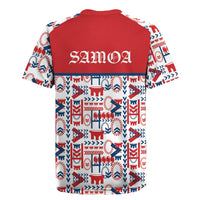 Samoan Warrior Island Heritage Rugby Jersey Ocean Island Geometry Red Style LT9 - Polynesian Pride