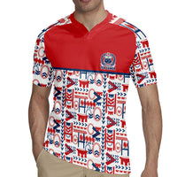 Samoan Warrior Island Heritage Rugby Jersey Ocean Island Geometry Red Style LT9 - Polynesian Pride