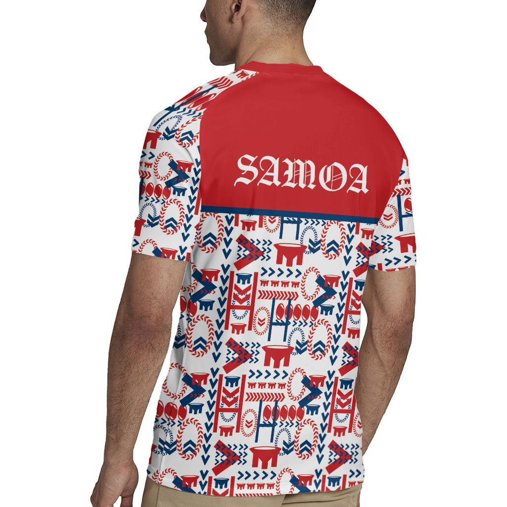 Samoan Warrior Island Heritage Rugby Jersey Ocean Island Geometry Red Style LT9 - Polynesian Pride