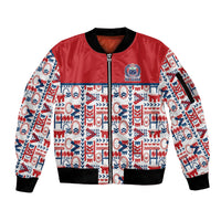 Samoan Warrior Island Heritage Sleeve Zip Bomber Jacket Ocean Island Geometry Red Style LT9 Unisex Red - Polynesian Pride