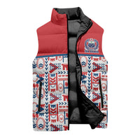 Samoan Warrior Island Heritage Sleeveless Puffer Jacket Ocean Island Geometry Red Style LT9 - Polynesian Pride