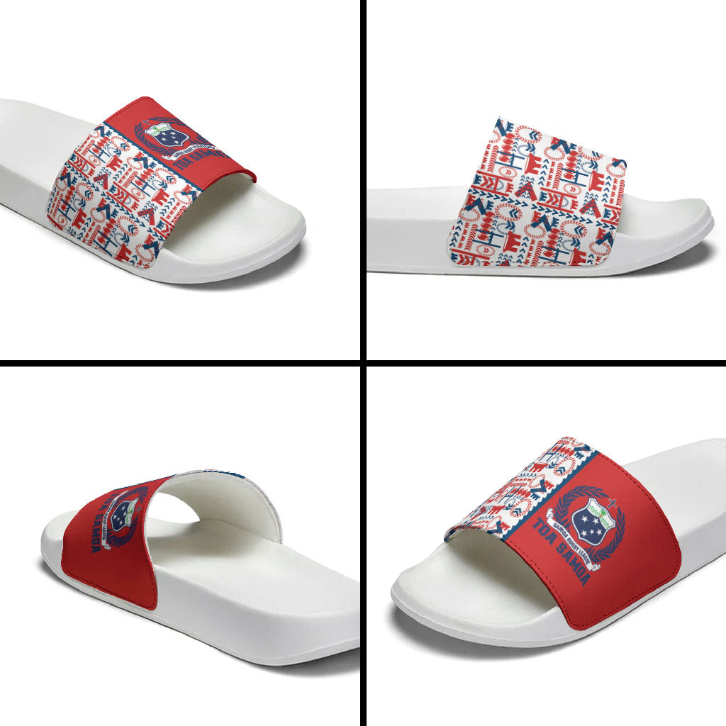 Samoan Warrior Island Heritage Slide Sandals Ocean Island Geometry Red Style LT9 - Polynesian Pride
