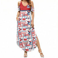 Samoan Warrior Island Heritage Summer Maxi Dress Ocean Island Geometry Red Style LT9 Women Red - Polynesian Pride