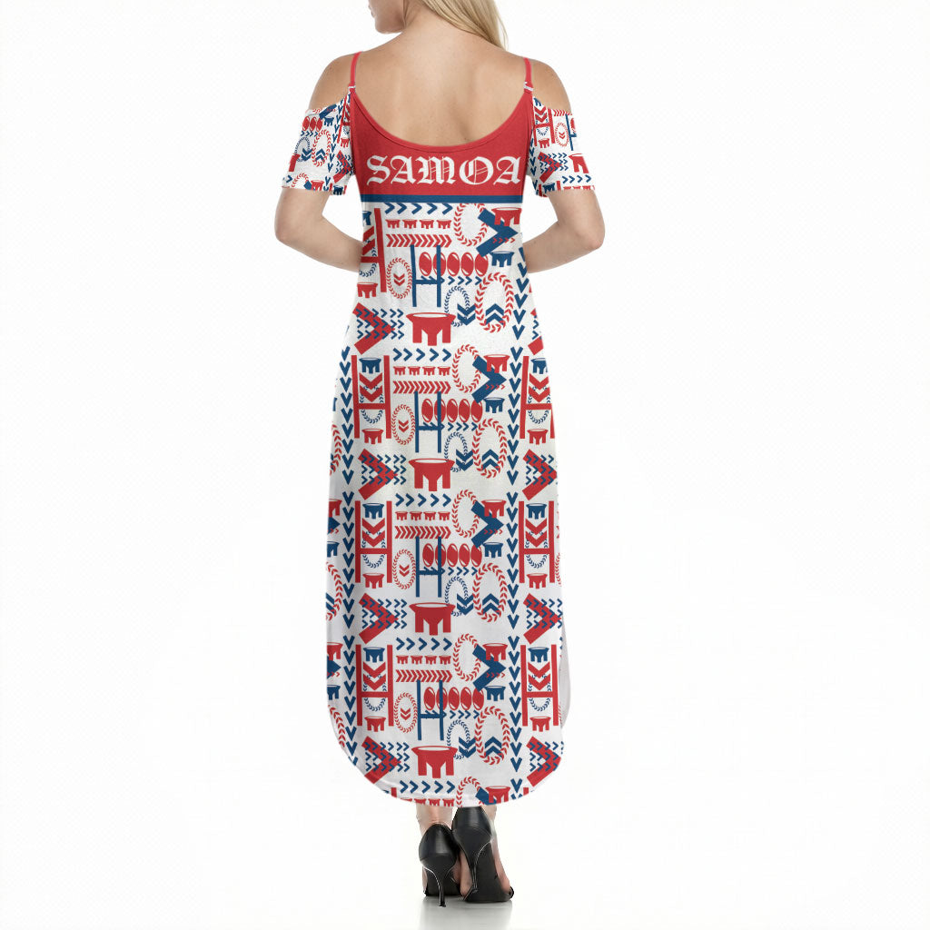 Samoan Warrior Island Heritage Summer Maxi Dress Ocean Island Geometry Red Style LT9 - Polynesian Pride
