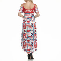 Samoan Warrior Island Heritage Summer Maxi Dress Ocean Island Geometry Red Style LT9 - Polynesian Pride