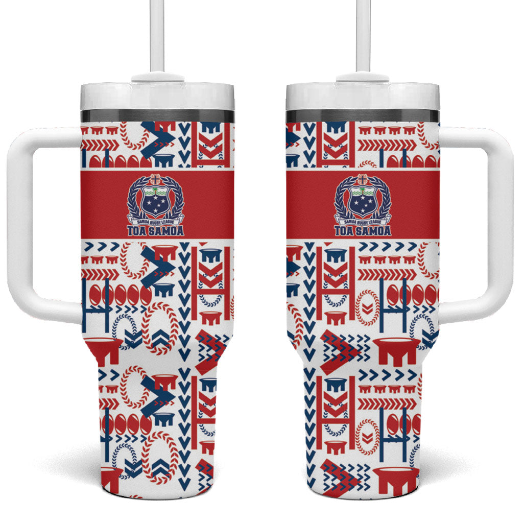 Samoan Warrior Island Heritage Tumbler With Handle Ocean Island Geometry Red Style LT9 One Size: 40 oz Red - Polynesian Pride