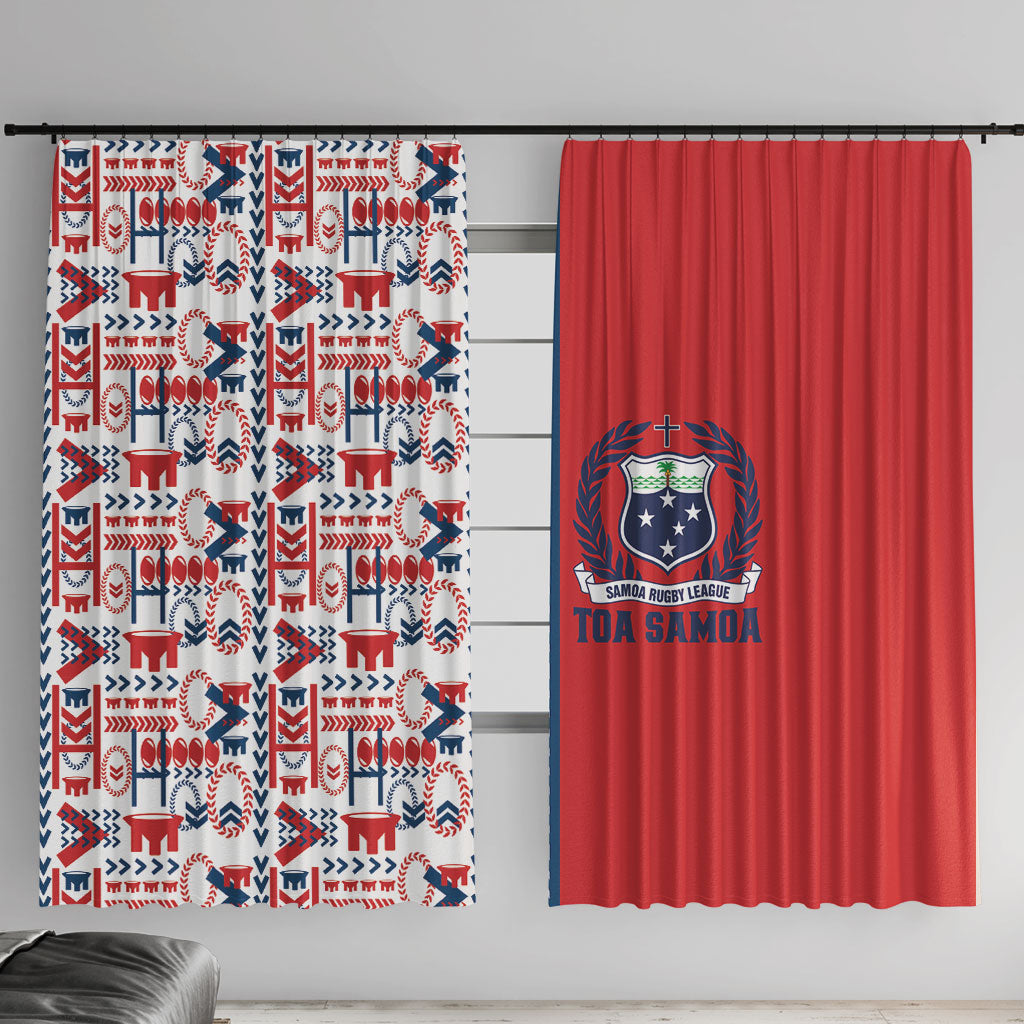 Samoan Warrior Island Heritage Window Curtain Ocean Island Geometry Red Style LT9 With Hooks Red - Polynesian Pride