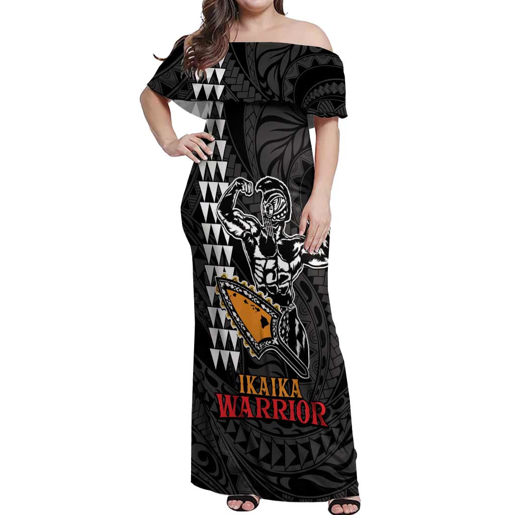 Aloha Spirit Ikaika Warrior Helmet Off Shoulder Maxi Dress