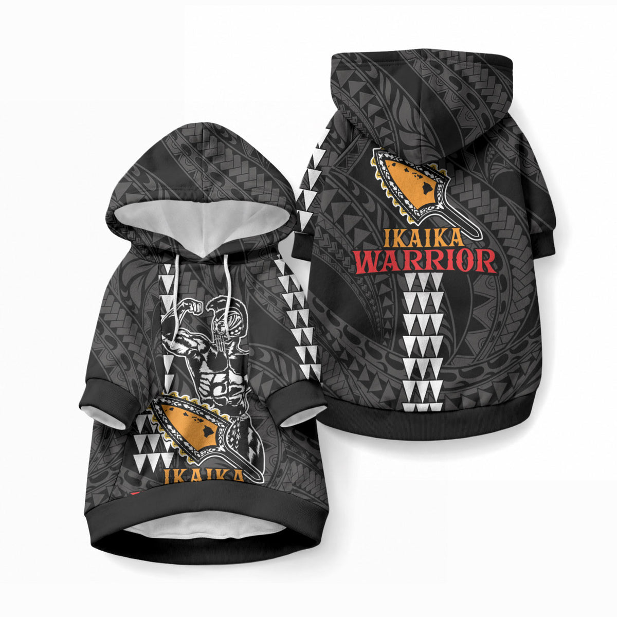 Aloha Spirit Ikaika Warrior Helmet Pet Hoodie LT9 Pullover Black - Polynesian Pride