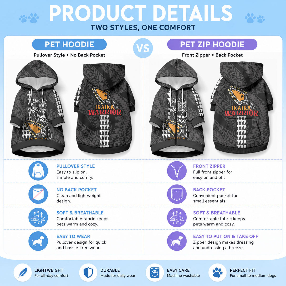 Aloha Spirit Ikaika Warrior Helmet Pet Hoodie LT9 - Polynesian Pride