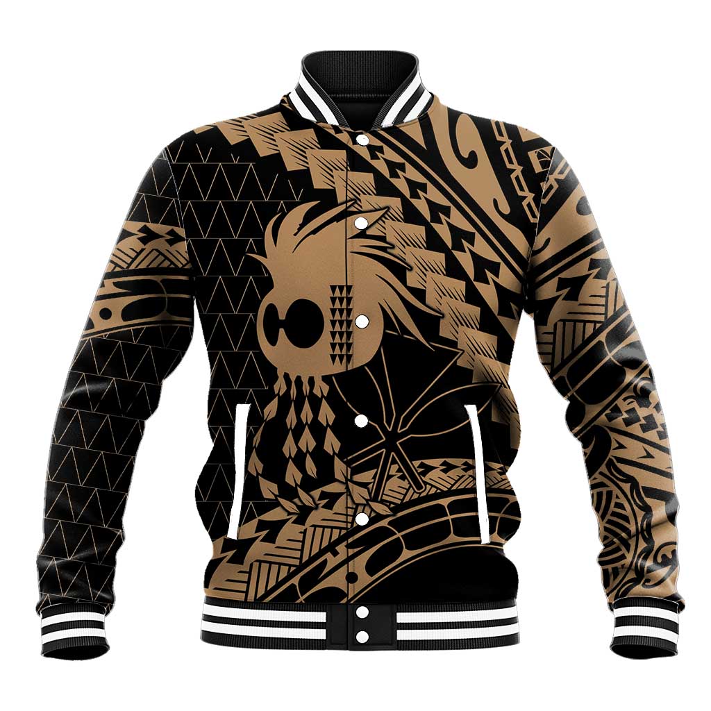 Ikaika Hawaiian Mythic Koa Tribal Warrior Baseball Jacket