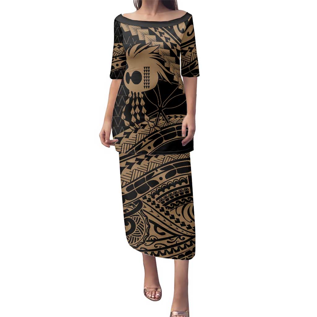 Ikaika Hawaiian Mythic Koa Tribal Warrior Family Matching Puletasi and Hawaiian Shirt