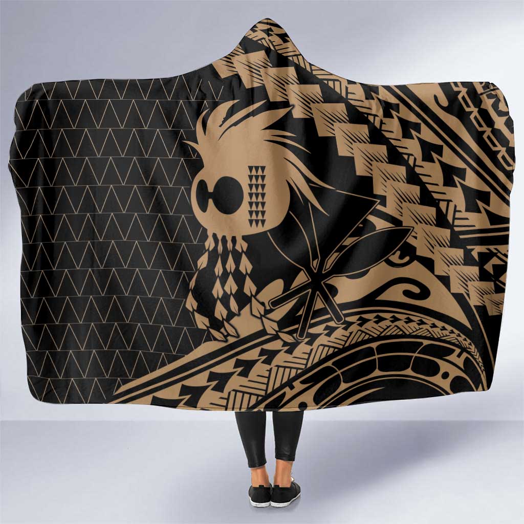 Ikaika Hawaiian Mythic Koa Tribal Warrior Hooded Blanket