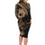 Ikaika Hawaiian Mythic Koa Tribal Warrior Long Sleeve Bodycon Dress