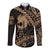 Ikaika Hawaiian Mythic Koa Tribal Warrior Long Sleeve Button Shirt