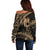 Ikaika Hawaiian Mythic Koa Tribal Warrior Off Shoulder Sweater