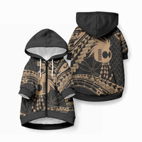 Ikaika Hawaiian Mythic Koa Tribal Warrior Pet Hoodie LT9 Zip-up Gold - Polynesian Pride