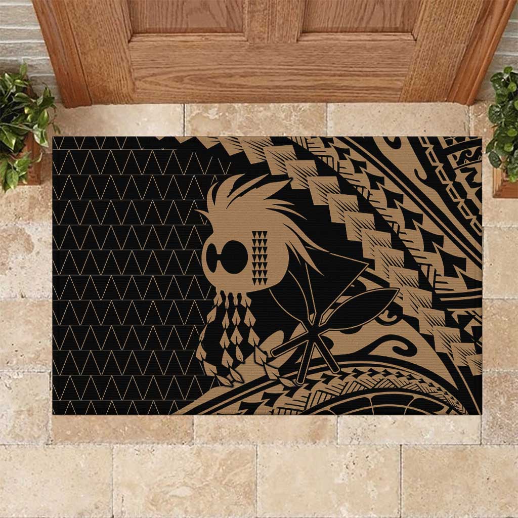 Ikaika Hawaiian Mythic Koa Tribal Warrior Rubber Doormat