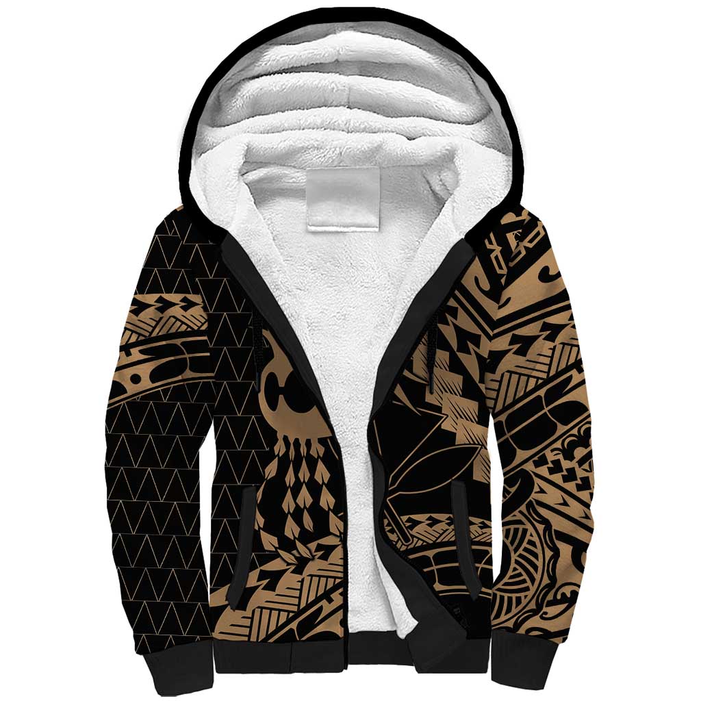 Ikaika Hawaiian Mythic Koa Tribal Warrior Sherpa Hoodie