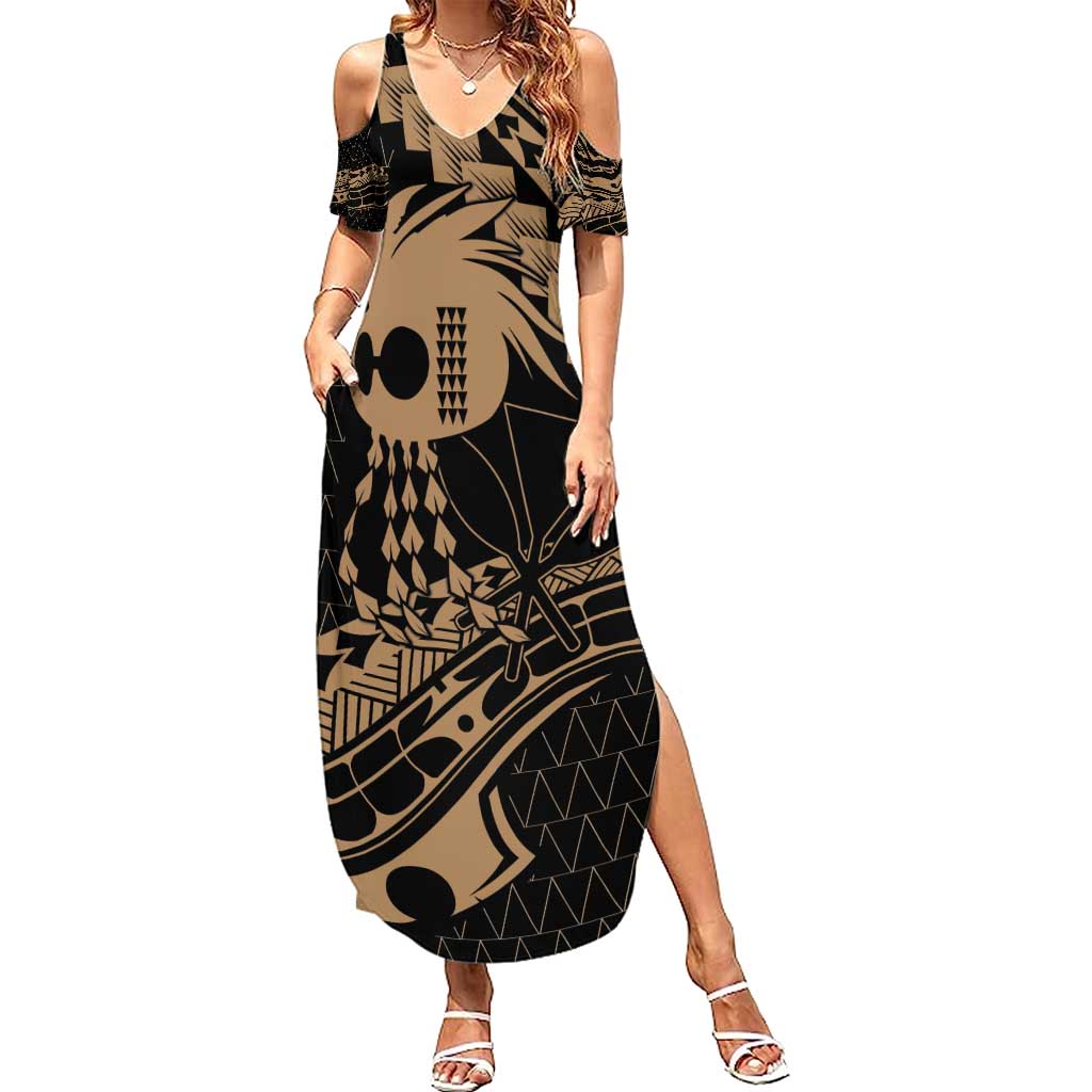 Ikaika Hawaiian Mythic Koa Tribal Warrior Summer Maxi Dress