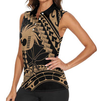 Ikaika Hawaiian Mythic Koa Tribal Warrior Women Sleeveless Polo Shirt