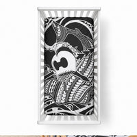 Koa Ikaika Warrior Helmet with Shark Baby Bed Cover Black Kakau Style LT9 28 × 52 in Black - Polynesian Pride