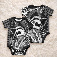 Koa Ikaika Warrior Helmet with Shark Baby Onesie Black Kakau Style LT9 - Polynesian Pride