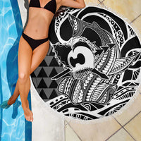 Koa Ikaika Warrior Helmet with Shark Beach Blanket Black Kakau Style