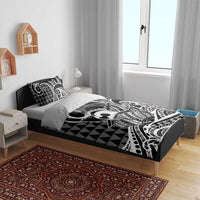 Koa Ikaika Warrior Helmet with Shark Bedding Set Black Kakau Style