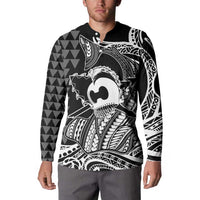 Koa Ikaika Warrior Helmet with Shark Button Sweatshirt Black Kakau Style