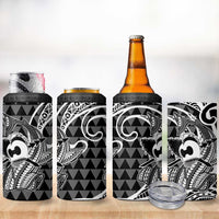 Koa Ikaika Warrior Helmet with Shark 4 in 1 Can Cooler Tumbler Black Kakau Style