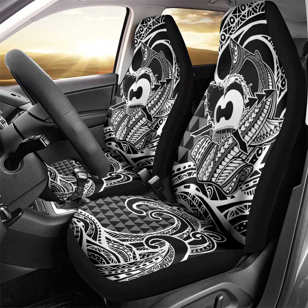 Koa Ikaika Warrior Helmet with Shark Car Seat Cover Black Kakau Style LT9 - Polynesian Pride